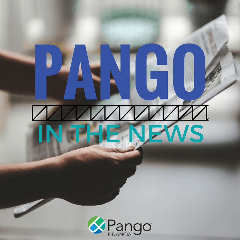 someone holding the news paper and large text over image saying "pango in the news"